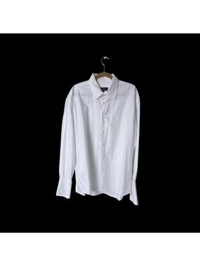 Nicole Miller Mens White Long-Sleeve Button-up Shirt Size XL 17 1/2 Neck 34/35 S